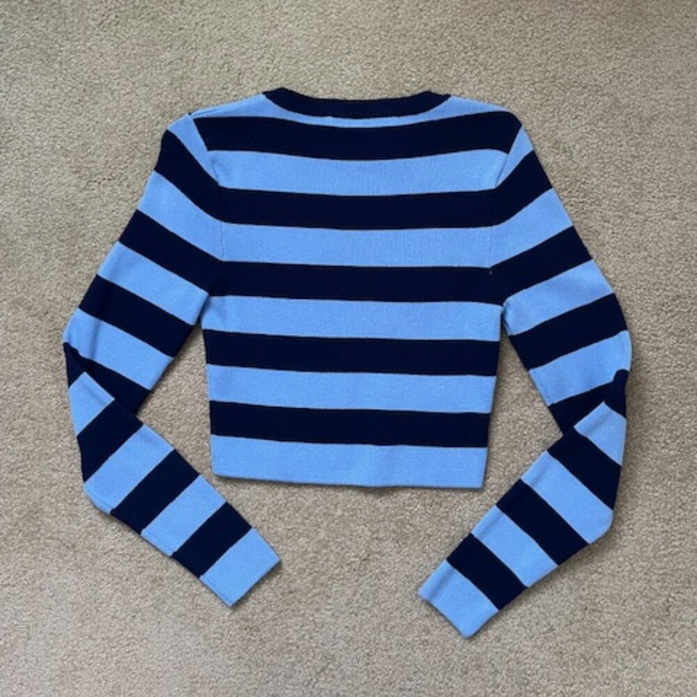 Zara blue striped cropped sweater - Picture 3 of 5